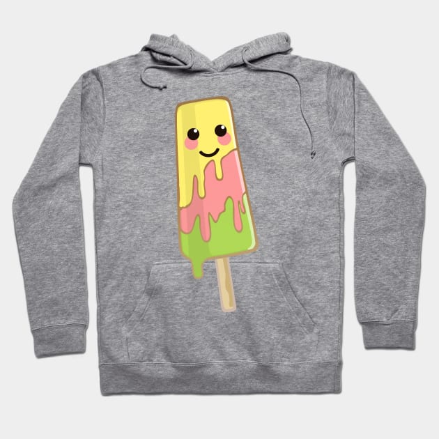 Cute Summer Melty Kawaii Popsicle Design Hoodie by DankFutura